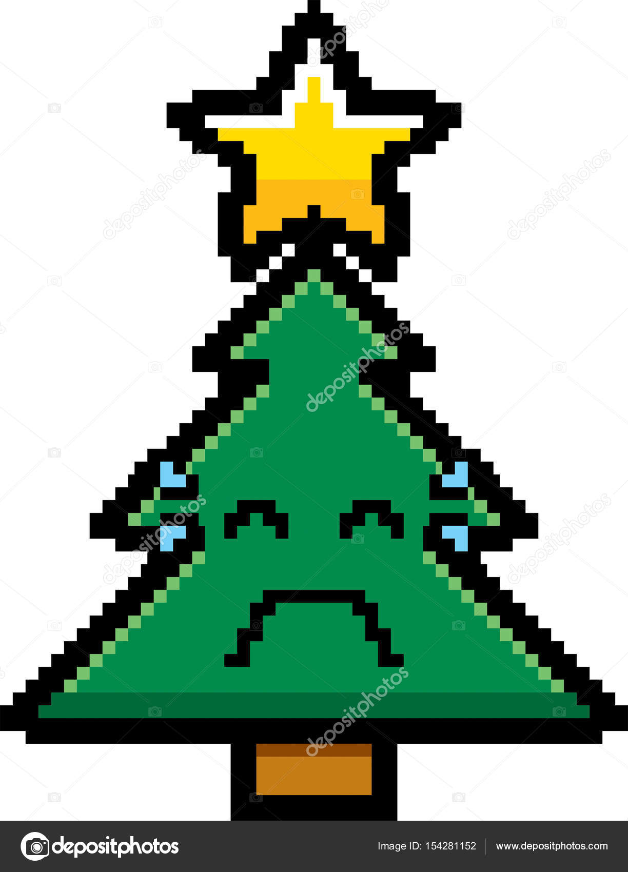ícone De Ilustração Da árvore De Natal Simples De 8 Bits Pixel Art