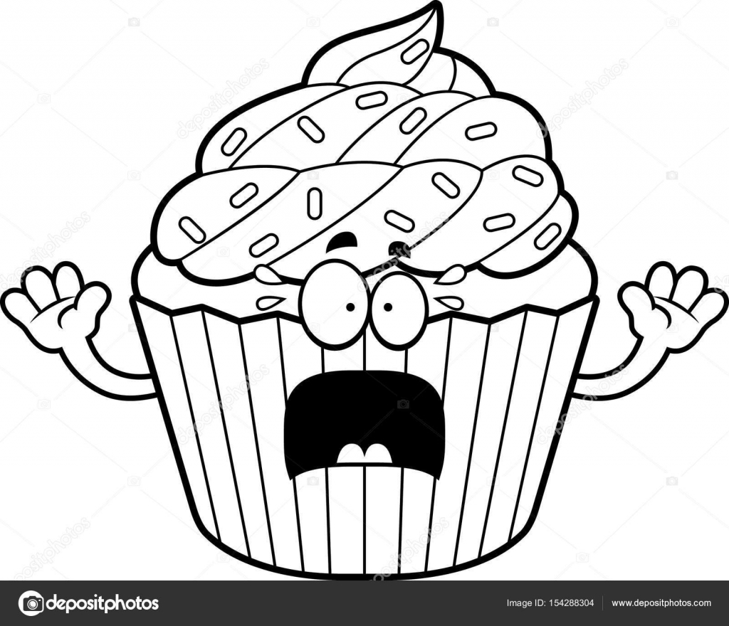 Scared Cartoon Cupcake Stock Vector Image by ©cthoman #154288304