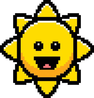8-Bit karikatür güneş gülümsüyor