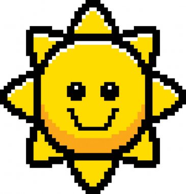 8-Bit karikatür güneş gülümsüyor