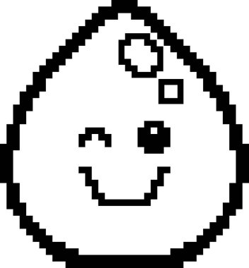 8-Bit karikatür su göz kırpıyor