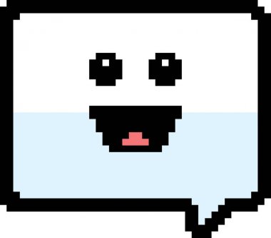 8-Bit karikatür sözcük balonu gülümseyen