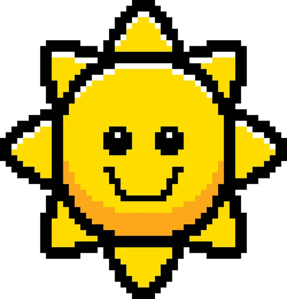 Sonriente 8-Bit Cartoon Sun — Vector de stock