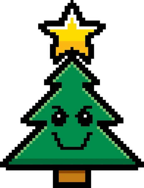 Evil 8-Bit Cartoon Christmas Tree — Stock Vector