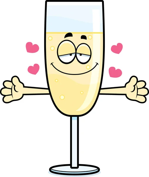 Abbraccio Champagne cartone animato — Vettoriale Stock