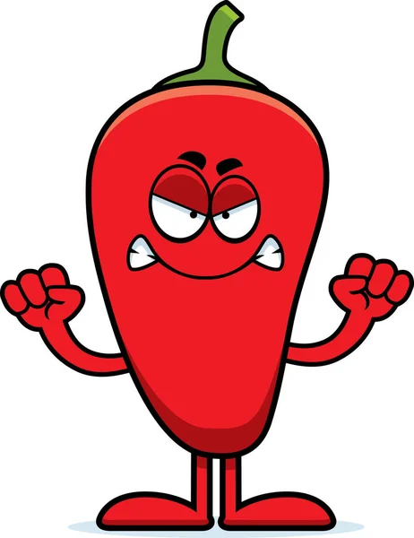 Angry Cartoon Chili Pepper — Stock Vector