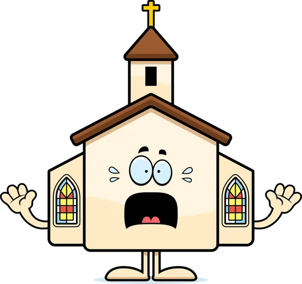 Rädd tecknad kyrka — Stock vektor