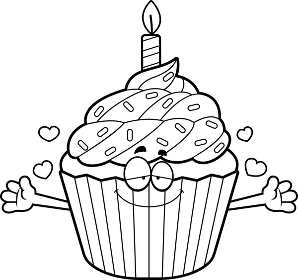 Abrazo de pastel de cumpleaños de dibujos animados — Vector de stock