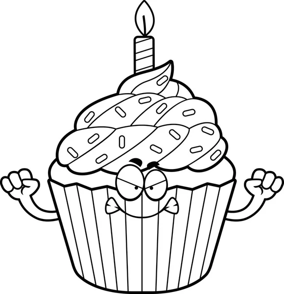 Kızgın karikatür doğum günü kek — Stok Vektör