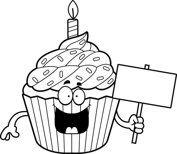 Cartoon anniversaire Cupcake signe — Image vectorielle