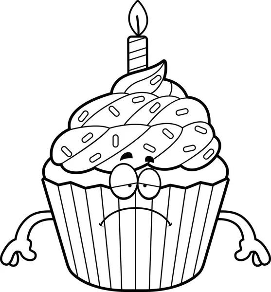 Triste dessin animé anniversaire Cupcake — Image vectorielle