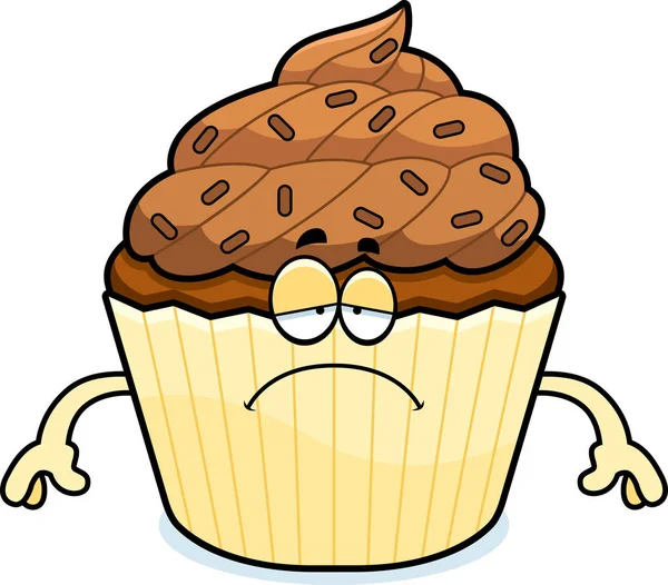 Θλιβερή γελοιογραφία σοκολάτα Cupcake — Διανυσματικό Αρχείο