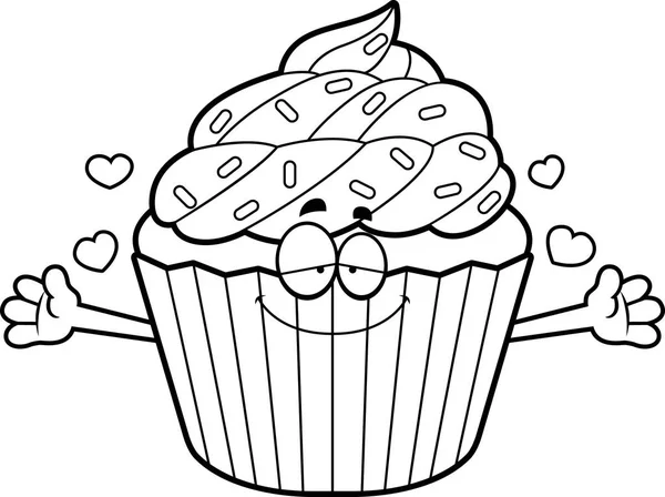 Cartoon Cupcake Abbraccio — Vettoriale Stock