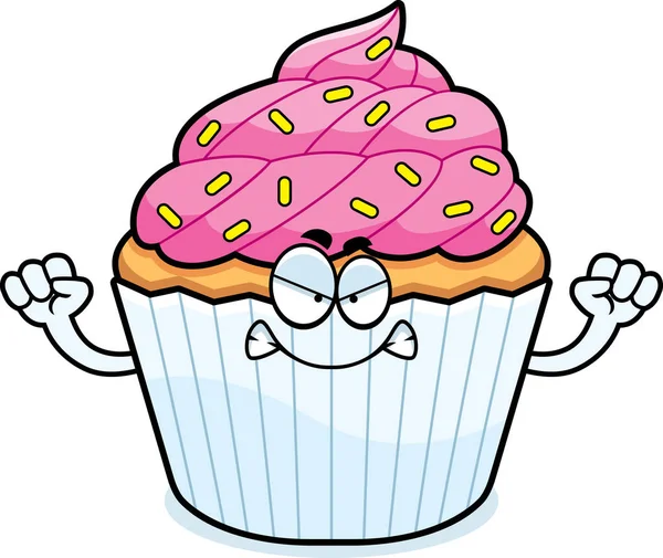 Angry Cartoon Cupcake — Stock Vector