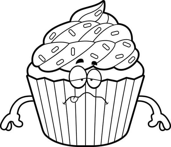 Sick Cartoon Cupcake — Stock Vector