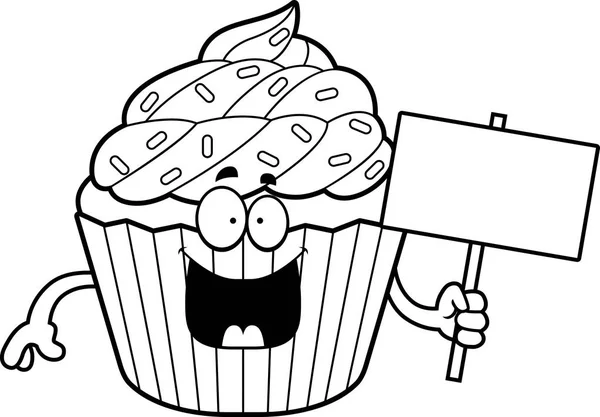 Γελοιογραφία Cupcake σημάδι — Διανυσματικό Αρχείο