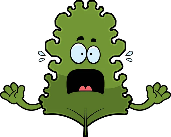 Scared Cartoon Kale Leaf — Stock Vector