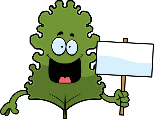 Cartoon Kale Leaf Sign — Stock Vector