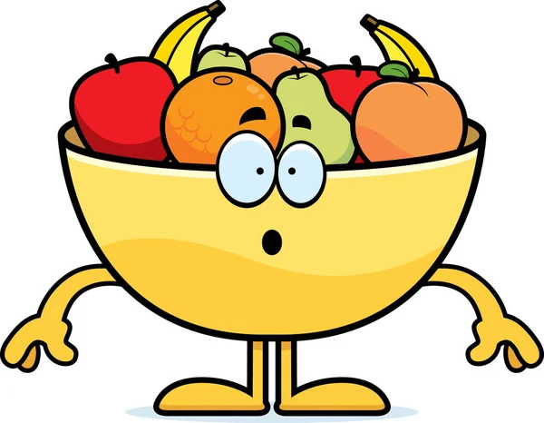 Förvånad tecknad skål med frukt — Stock vektor