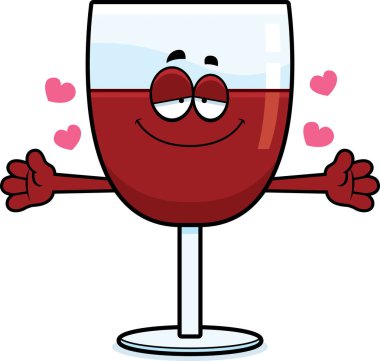 Karikatür şarap kucaklama