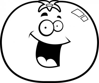 Çizgi film domates gülümseyen