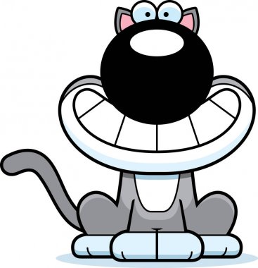 mutlu karikatür kedi