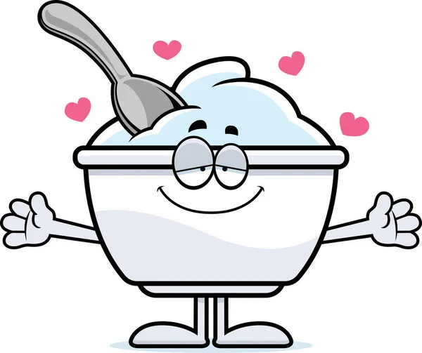 Cartoon Yogurt Cup Hug — Stock Vector
