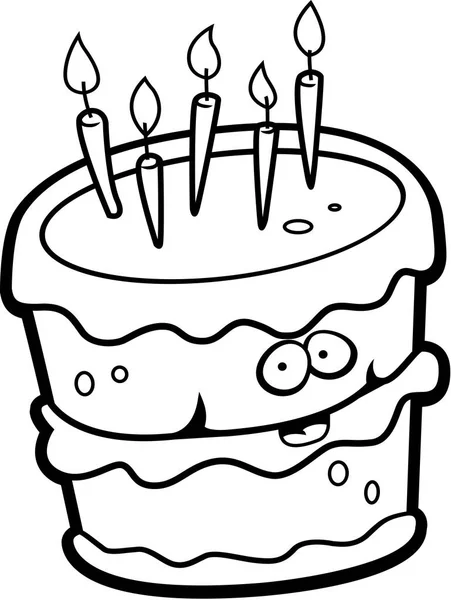 Pastel de cumpleaños de dibujos animados — Vector de stock