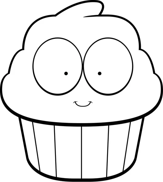 Γελοιογραφία Cupcake χαμογελώντας — Διανυσματικό Αρχείο