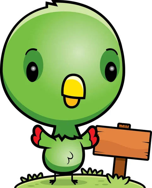 Caricature bébé perroquet signe en bois — Image vectorielle