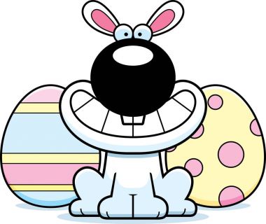 Mutlu karikatür Paskalya tavşanı