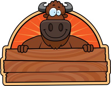 Çizgi film Buffalo ahşap işareti