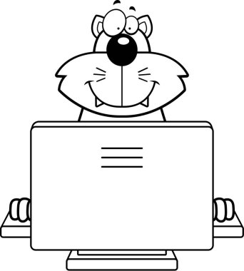 Karikatür kedi bilgisayar