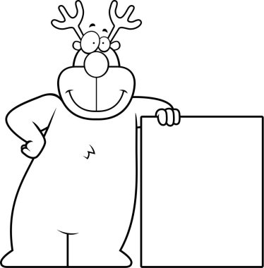 Karikatür Ren geyiği yaslanmış