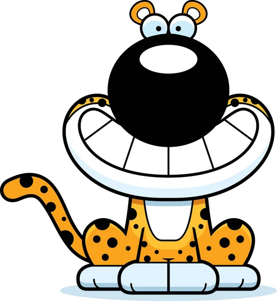 Feliz leopardo de dibujos animados — Vector de stock