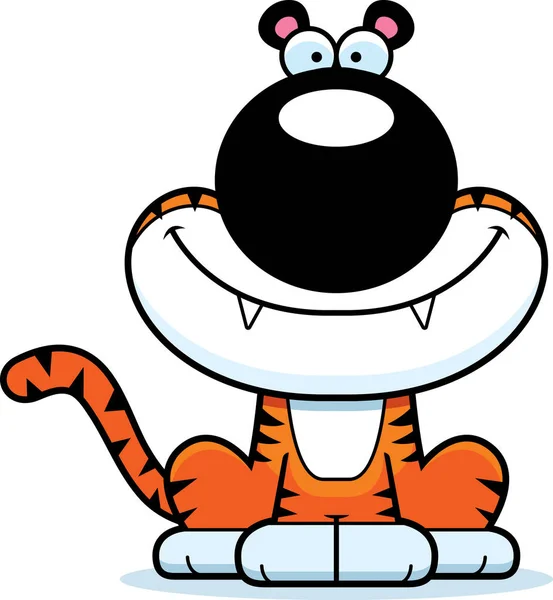 Smiling Cartoon Tiger — Stock Vector