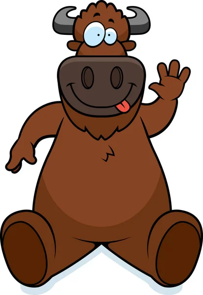 Kreslený Buffalo sedící — Stockový vektor
