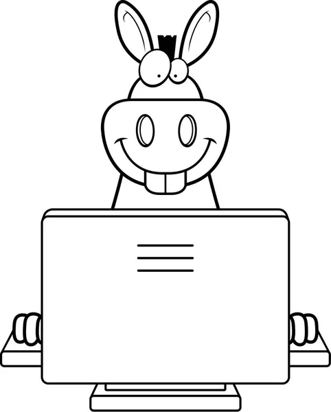 Cartoon Donkey Computer — Stock Vector