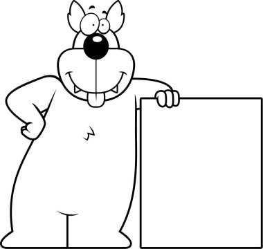 Çizgi film kurt yaslanmış