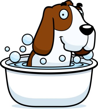 Çizgi film Basset Hound banyo