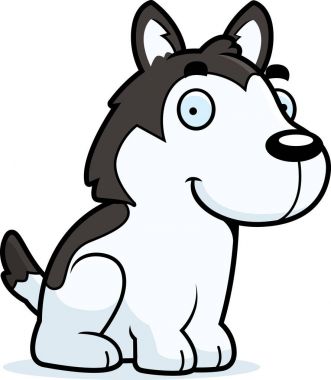 Çizgi film Husky oturma