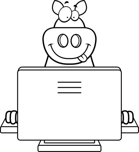 Cartoon varken Computer — Stockvector