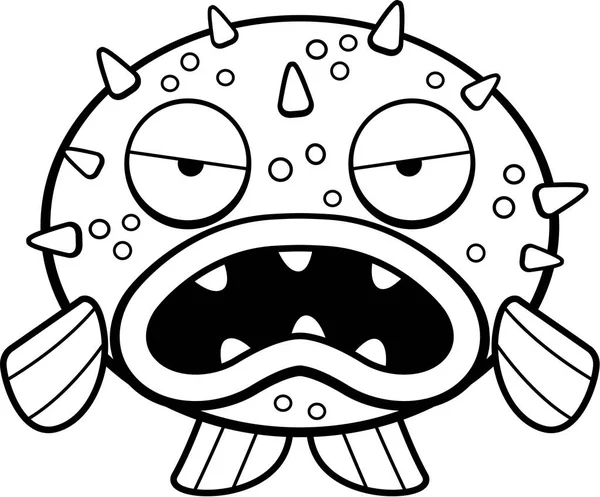 Cartoon Angry Blowfish — Stock Vector