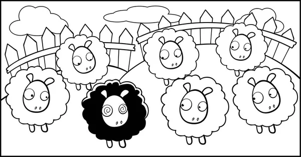 Μαύρα πρόβατα κινουμένων σχεδίων — Διανυσματικό Αρχείο
