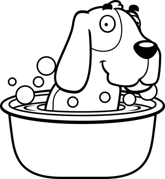 卡通短腿猎犬浴 — 图库矢量图片