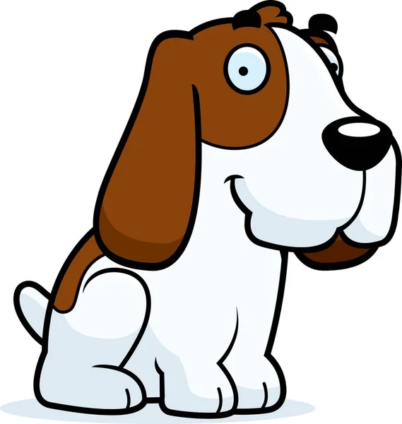 Cartoon Basset Segugio seduto — Vettoriale Stock