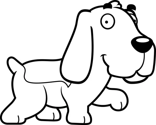 Dibujos animados Basset Hound caminar — Vector de stock