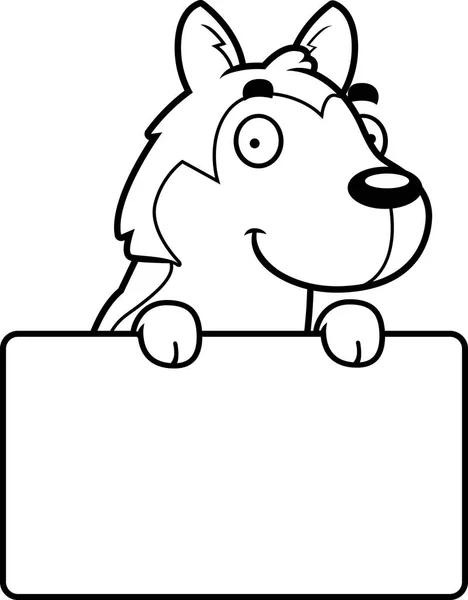 Dessin animé Husky signe — Image vectorielle