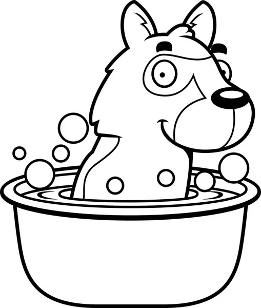 Kreslený německého ovčáka koupel — Stockový vektor