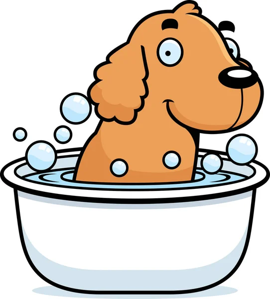Cartoon Cocker Spaniel Bath — Stock Vector